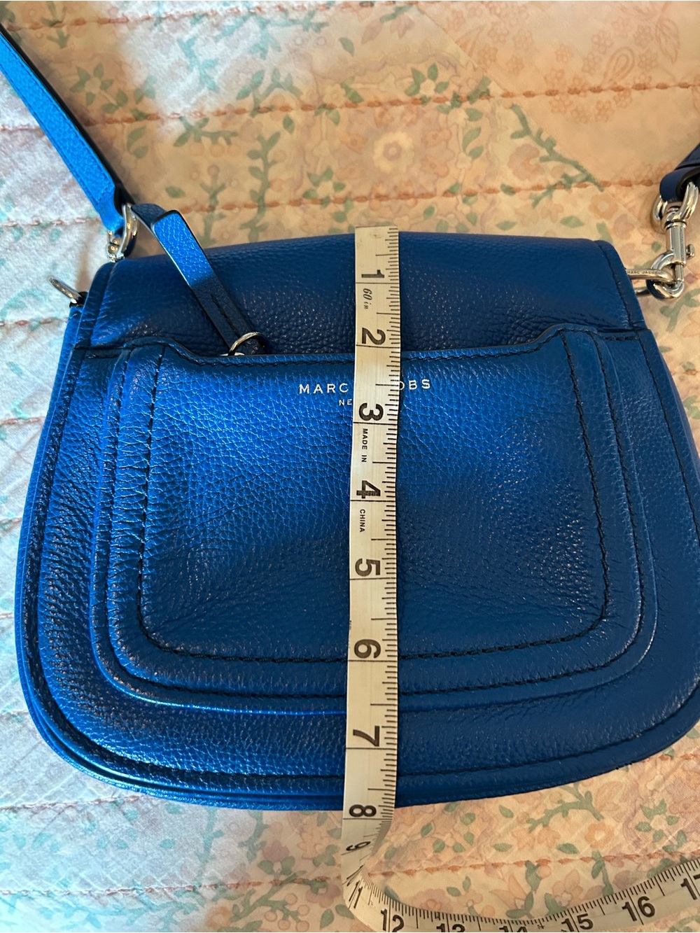 MARC JACOBS Empire City Large Royal Blue Leather Messenger Crossbody Saddle Bag - Picture 13 of 15